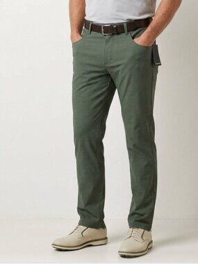 TRAVIS MATHEW Mens Golf Pants Sz 40 x 34 Green Performance Stretch Slim Straight